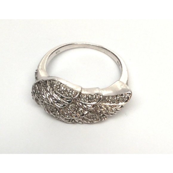 RST Sterling Silver CZ Diamonique Angel Wing Ring, Size 4 3/4 - Picture 1 of 12